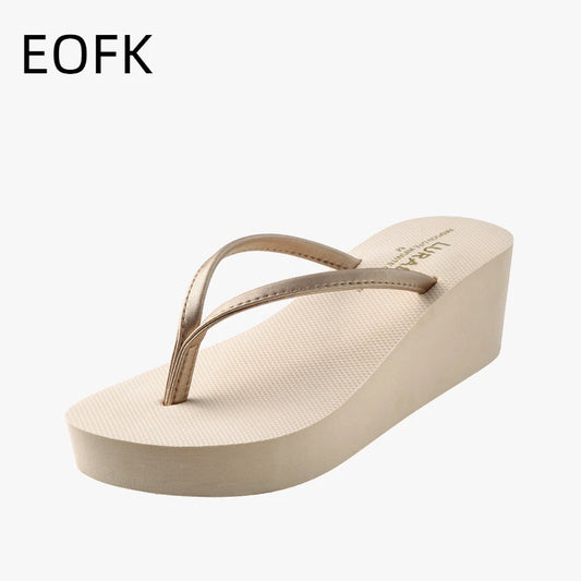 Sandálias Femininas Plataforma Praia - Chinelos Ortopédicos Anabela Verão 2026